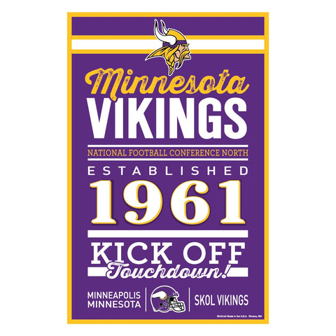 Minnesota Vikings Sign 11x17 Wood Established Design