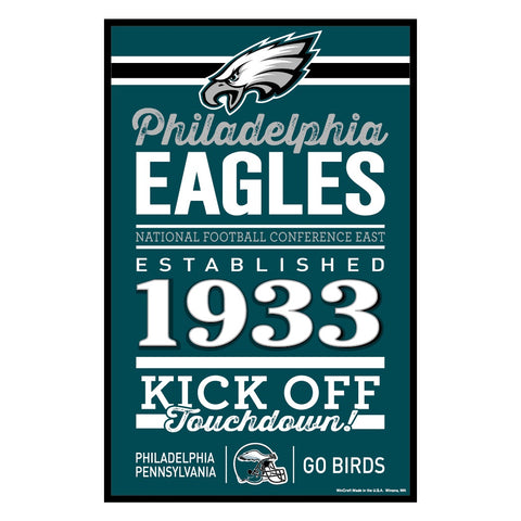 Philadelphia Eagles Sign 11x17 Wood Established Design