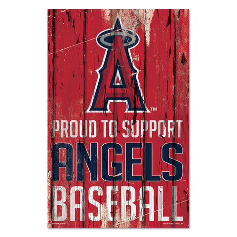 Los Angeles Angels Sign 11x17 Wood Proud to Support Design
