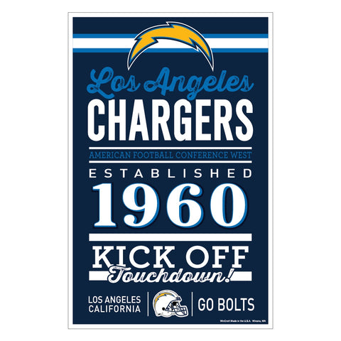 Los Angeles Chargers Sign 11x17 Wood Established Design