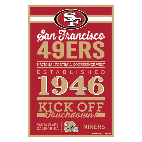San Francisco 49ers Sign 11x17 Wood Established Design