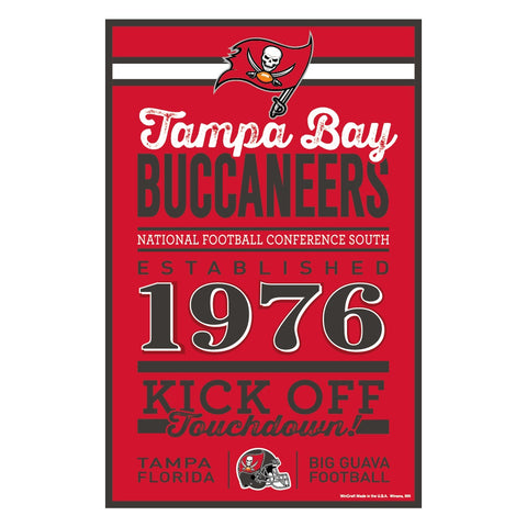 Tampa Bay Buccaneers Sign 11x17 Wood Established Design
