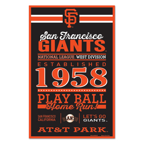 San Francisco Giants Sign 11x17 Wood Established Design
