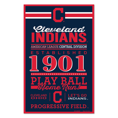 Cleveland Indians Sign 11x17 Wood Established Design