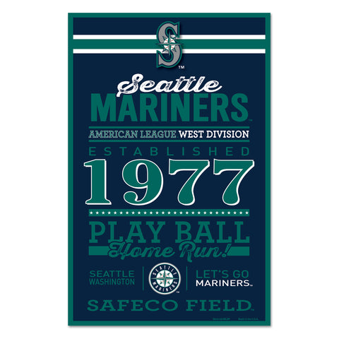 Seattle Mariners Sign 11x17 Wood Established Design