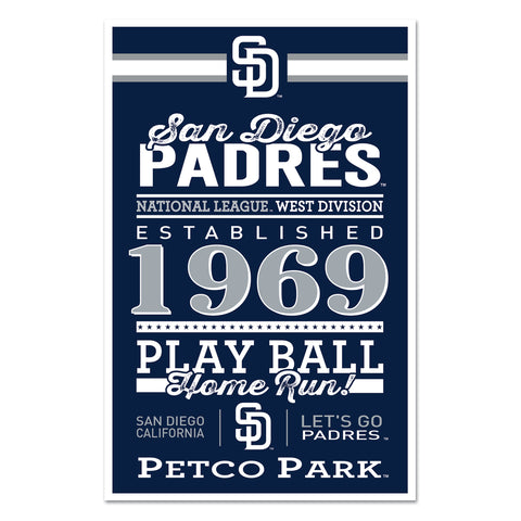 San Diego Padres Sign 11x17 Wood Established Design