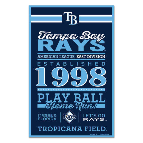 Tampa Bay Rays Sign 11x17 Wood Established Design