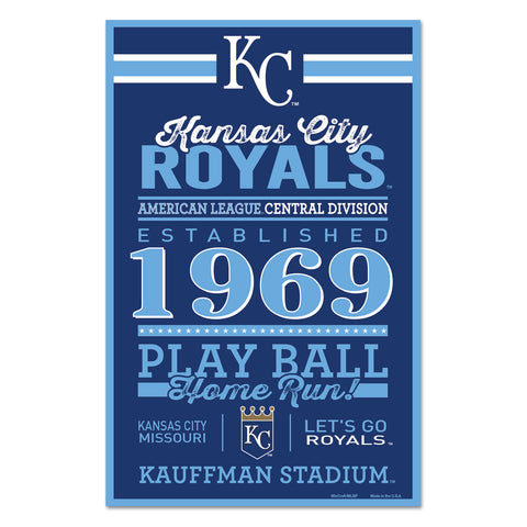 Kansas City Royals Sign 11x17 Wood Established Design