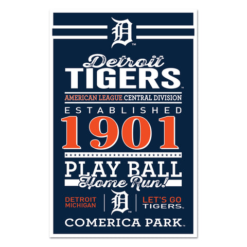 Detroit Tigers Sign 11x17 Wood Established Design
