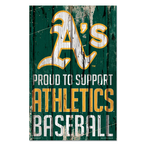 Oakland Athletics Sign 11x17 Wood Proud to Support Design