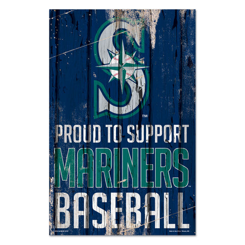Seattle Mariners Sign 11x17 Wood Proud to Support Design