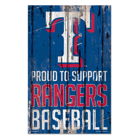 Texas Rangers Sign 11x17 Wood Proud to Support Design