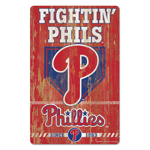 Philadelphia Phillies Sign 11x17 Wood Slogan Design