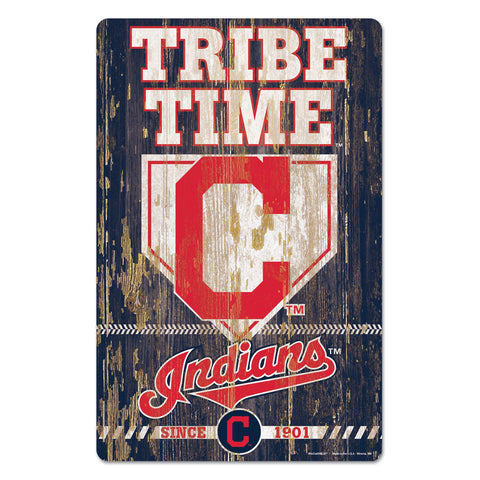 Cleveland Indians Sign 11x17 Wood Slogan Design