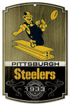 Pittsburgh Steelers Wood Sign - Throwback Steelworker Logo