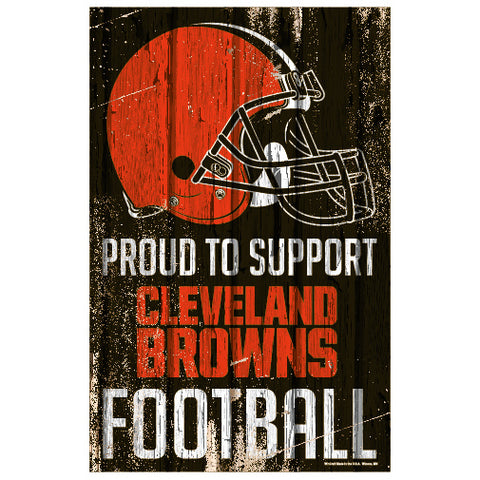 Cleveland Browns Sign 11x17 Wood Proud to Support Design