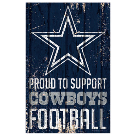 Dallas Cowboys Sign 11x17 Wood Proud to Support Design