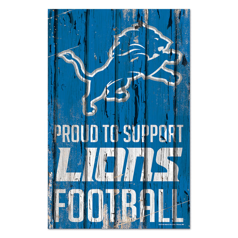 Detroit Lions Sign 11x17 Wood Proud to Support Design