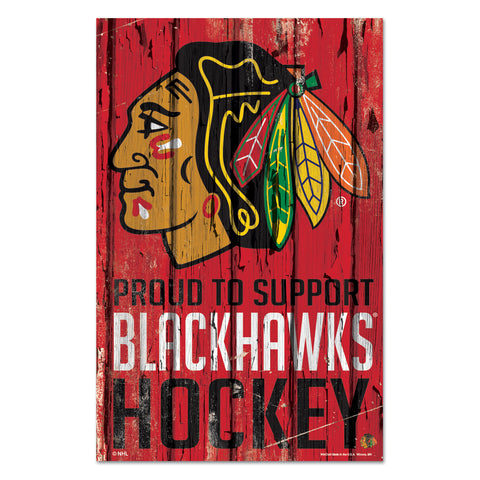 Chicago Blackhawks Sign 11x17 Wood Proud to Support Design