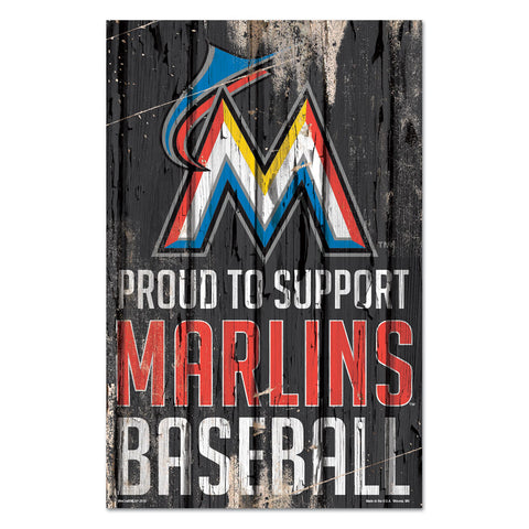 Miami Marlins Sign 11x17 Wood Proud to Support Design