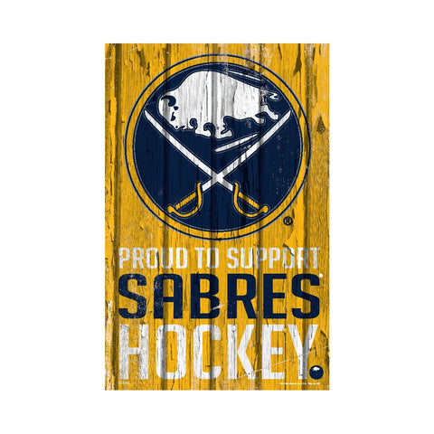 Buffalo Sabres Sign 11x17 Wood Proud to Support Design