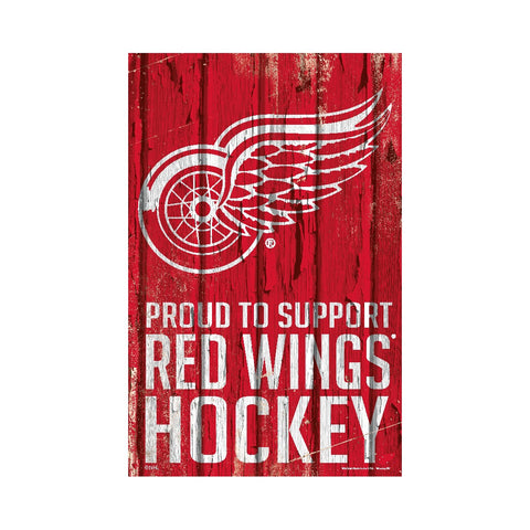 Detroit Red Wings Sign 11x17 Wood Proud to Support Design