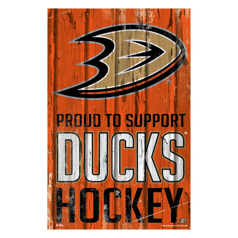 Anaheim Ducks Sign 11x17 Wood Proud to Support Design