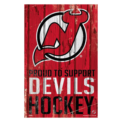 New Jersey Devils Sign 11x17 Wood Proud to Support Design