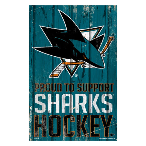 San Jose Sharks Sign 11x17 Wood Proud to Support Design