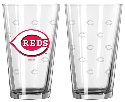 Cincinnati Reds Satin Etch Pint Glass Set
