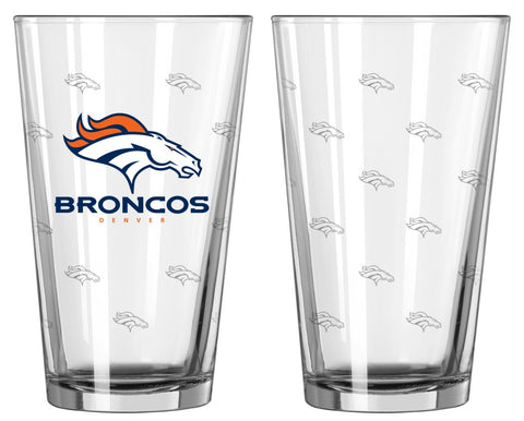 Denver Broncos Satin Etch Pint Glass Set