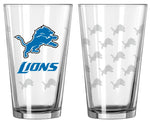 Detroit Lions Satin Etch Pint Glass Set