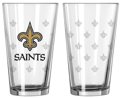 New Orleans Saints Satin Etch Pint Glass Set