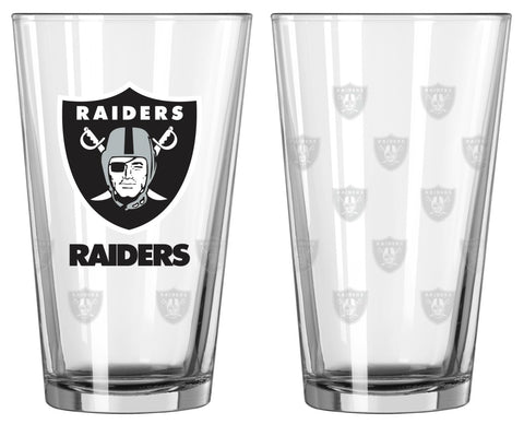 Oakland Raiders Satin Etch Pint Glass Set