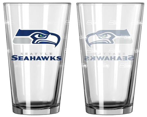 Seattle Seahawks Satin Etch Pint Glass Set