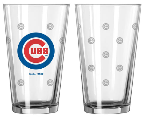 Chicago Cubs Satin Etch Pint Glass Set
