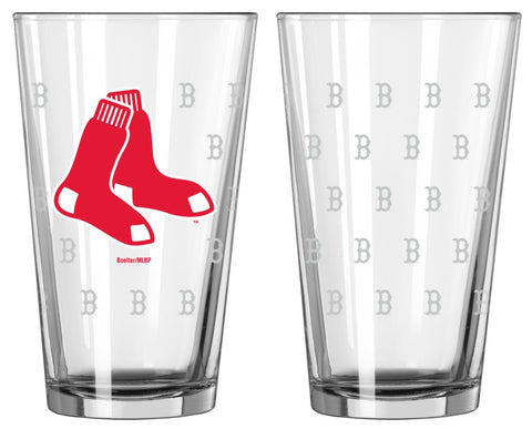 Boston Red Sox Satin Etch Pint Glass Set