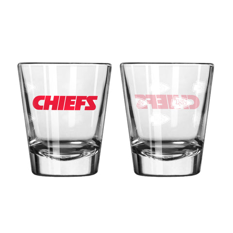 Kansas City Chiefs Shot Glass - 2 Pack Satin Etch