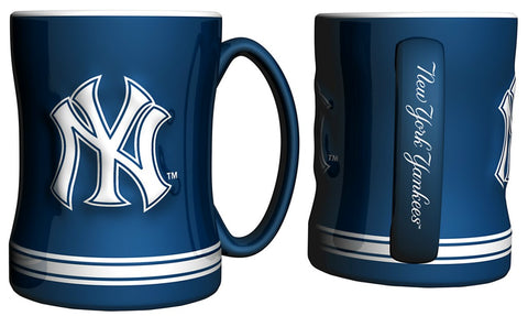 New York Yankees Coffee Mug - 14oz Sculpted Relief - Blue