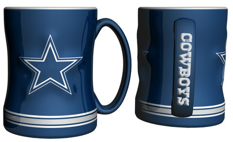 Dallas Cowboys Coffee Mug - 14oz Sculpted Relief - Blue