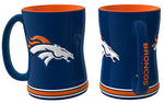 Denver Broncos Coffee Mug - 14oz Sculpted Relief - Blue