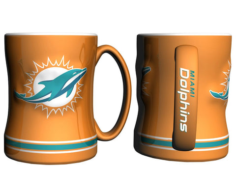 Miami Dolphins Coffee Mug - 14oz Sculpted Relief