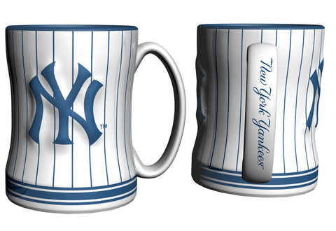 New York Yankees Coffee Mug - 14oz Sculpted Relief - Pinstripes