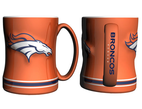 Denver Broncos Coffee Mug - 14oz Sculpted Relief - Orange