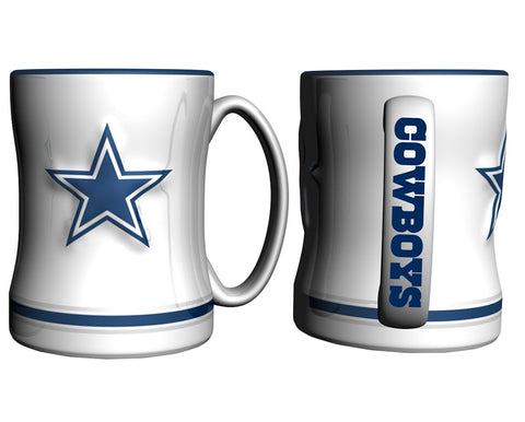 Dallas Cowboys Coffee Mug - 14oz Sculpted Relief - White