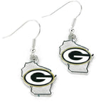 Green Bay Packers Earrings State Design