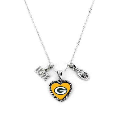Green Bay Packers Necklace Charmed Sport Love Football