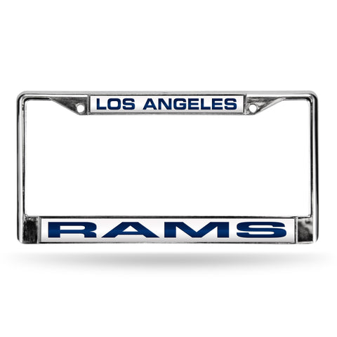 Los Angeles Rams License Plate Frame Laser Cut Chrome Blue