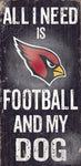 Arizona Cardinals Wood Sign - Football and Dog 6"x12"
