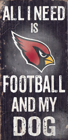 Arizona Cardinals Wood Sign - Football and Dog 6"x12"